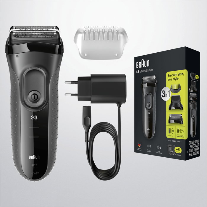 Afeitadora Braun Serie S3 Shave Style 3000BT/ con Batería/ 6 Accesorios