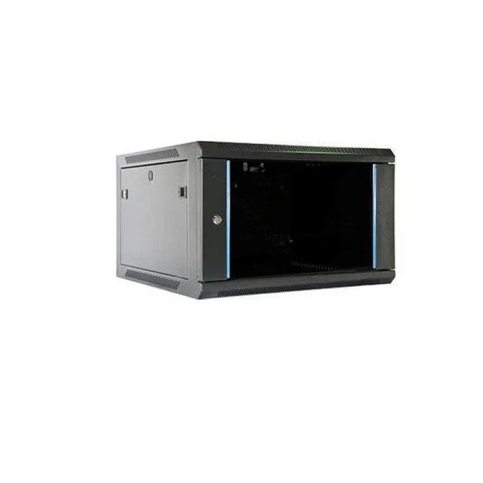 2LAN Armario Rack Mural 6U 19'' 600x600x368mm Negro con Puerta de Cristal, Modelo AR1906U600X600M1