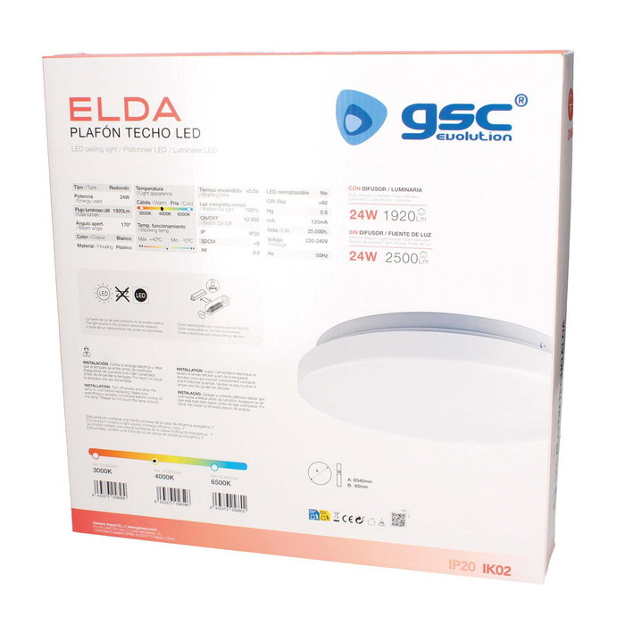 GSC Evolution Plafón techo LED Elda 24W 4000K