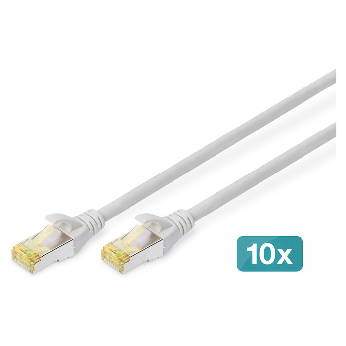 Digitus DK-1644-A-0025-10 Cable de conexión CAT 6A S/FTP, 10 unidades, 0,25 m, Gris Digitus DK-1644-A-0025-10 Cable de conexión CAT 6A S/FTP, 10 unidades, 0,25 m, Gris