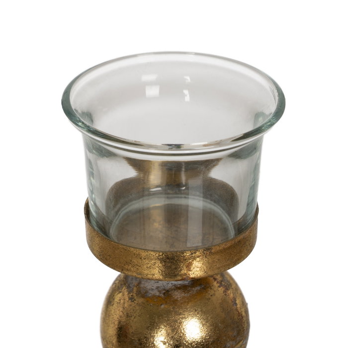 Portavelas Ángel Oro Metal-Cristal 26,50 X 13,50 X 52,50 cm