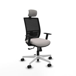 PIQUERAS Y CRESPO Silla de oficina Yunquera con mecanismo Sincro, Blanco y Negro