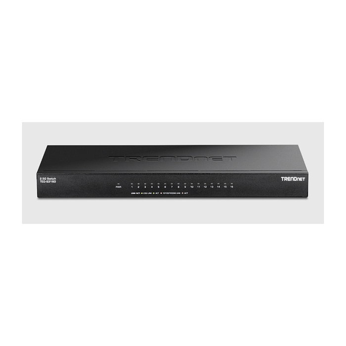 Trendnet TEG-S3160 Switch No Administrado 2.5G Ethernet 16 Puertos (100/1000/2500 Mbit/s) Escritorio Rack Pared Negro