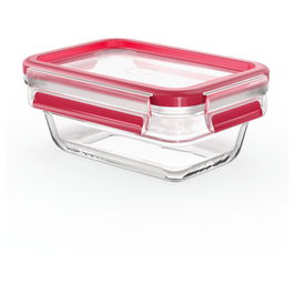 Emsa N10405 Clip & Close Glas Caja de Conservación Rectangular 0.45 L Transparente/Rot