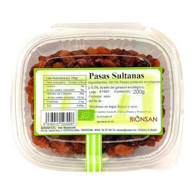 BIONSAN Pasas Sultanas Eco 200 Gr BIONSAN Pasas Sultanas Eco 200 Gr