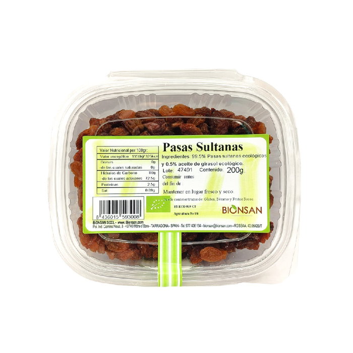 BIONSAN Pasas Sultanas Ecológicas 200 g