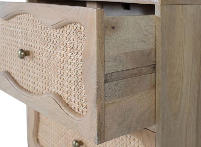 Giner y Colomer Mesita de Noche de Madera de Mango con 2 Cajones y Acabado Natural