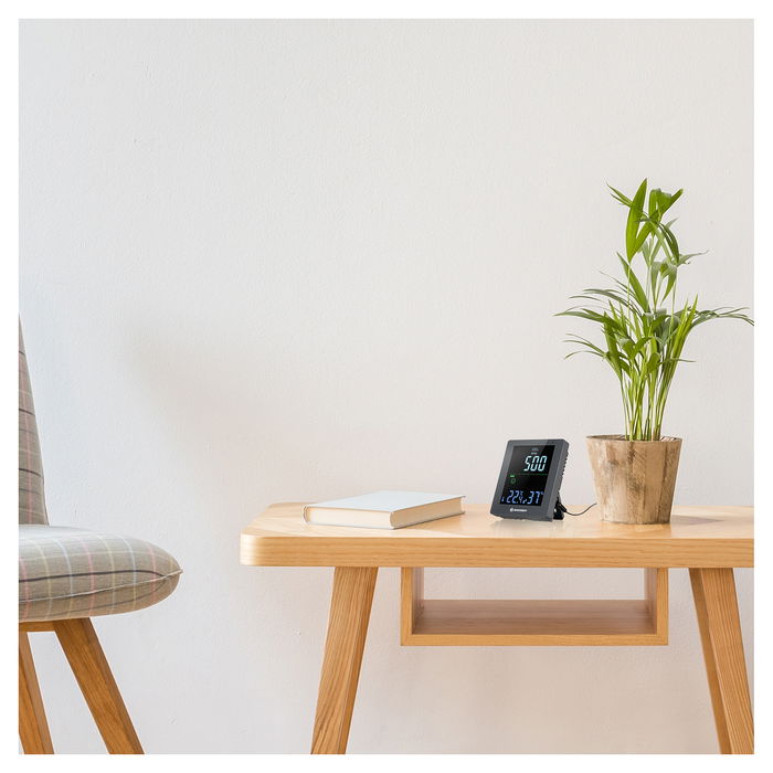 Bresser 7004020GYE000 Monitor de Calidad del Aire CO2 con Medición de Temperatura y Humedad Gris