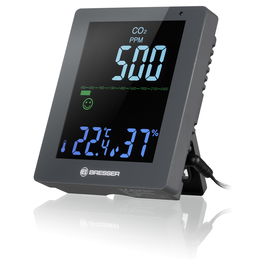 Bresser 7004020GYE000 Monitor de Calidad del Aire CO2 con Medición de Temperatura y Humedad Gris