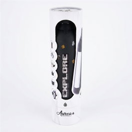 AUREA Botella térmica con interior cerámico y 2 tapones, 750ml, Black Pixel Craft