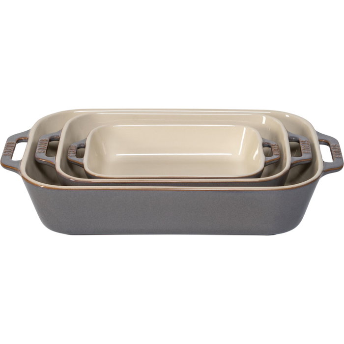 Staub Juego de 3 Recipientes Rectangulares de Cerámica Antiguo Gris Staub Juego de 3 Recipientes Rectangulares de Cerámica Antiguo Gris