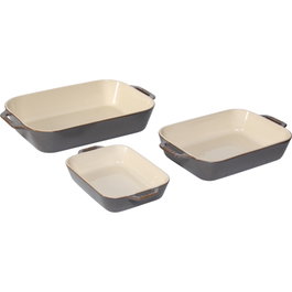Staub Juego de 3 Recipientes Rectangulares de Cerámica Antiguo Gris