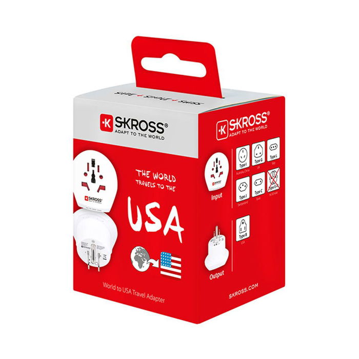 Skross Adaptador Mundial a Estados Unidos 1500221-e para Equipos con Enchufes de 2 y 3 Polos Diseñado en Suiza