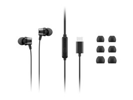 Lenovo - Auriculares diadema con cable intrauditivos USB Type-C para oficina y call center - Negro