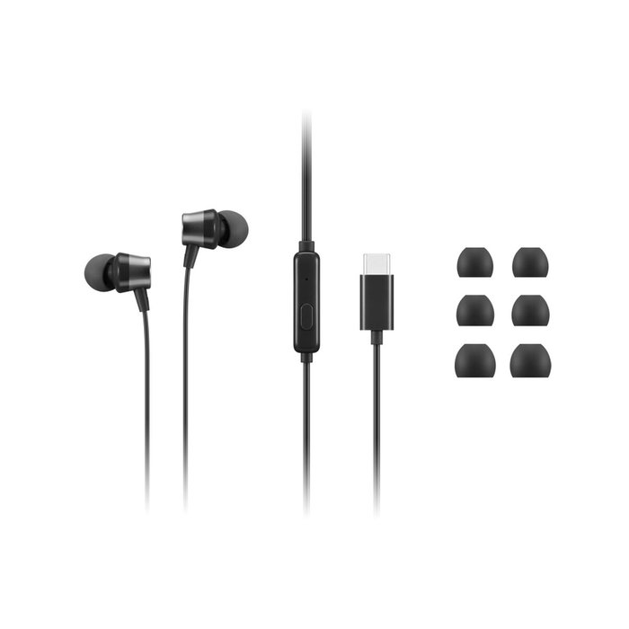 Lenovo Auriculares Alámbricos In-Ear USB Tipo C Negro