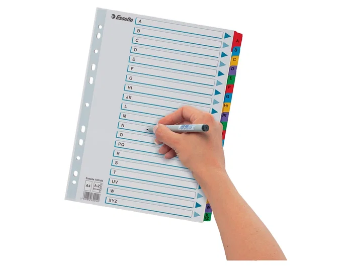 Esselte Separador Alfabetico A-Z Cartulina Mylar Multitaladro DIN A4