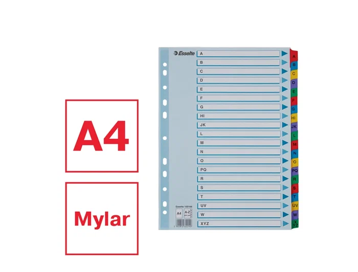 Esselte Separador Alfabetico A-Z Cartulina Mylar Multitaladro DIN A4