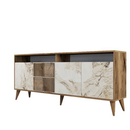 Hanah Home Milan 523 Conjunto de Muebles de Salón, Nogal y Blanco, Acabado Mármol
