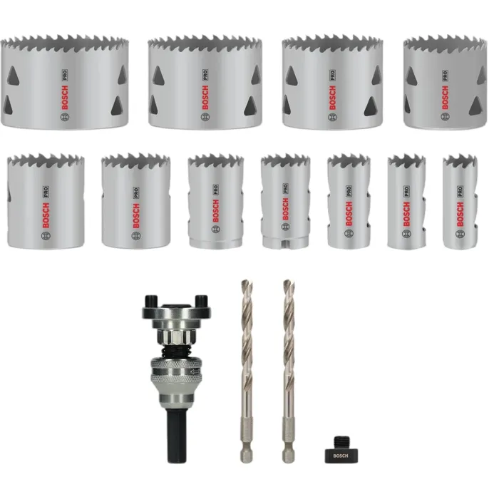 Bosch Professional Juego de Sierras de Corona Multimaterial PRO 15 Piezas 20 a 76 mm para Taladros y Destornilladores - BOS1745891870066