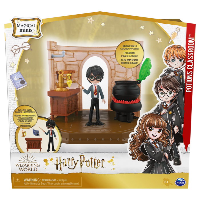 Spin Master Wizarding World Harry Potter Hogwarts Aula de Pociones, Set con Figura Exclusiva Harry Potter de 8 cm y 3 Accesorios - 6061847 - Juguete para Niños de 5 Años o Más