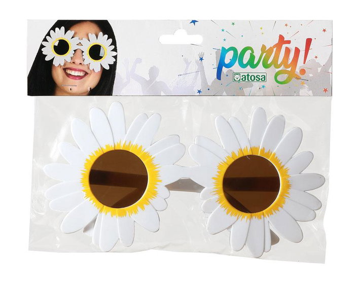 Gafas De Sol Hippie Años 60 Flores Blancas