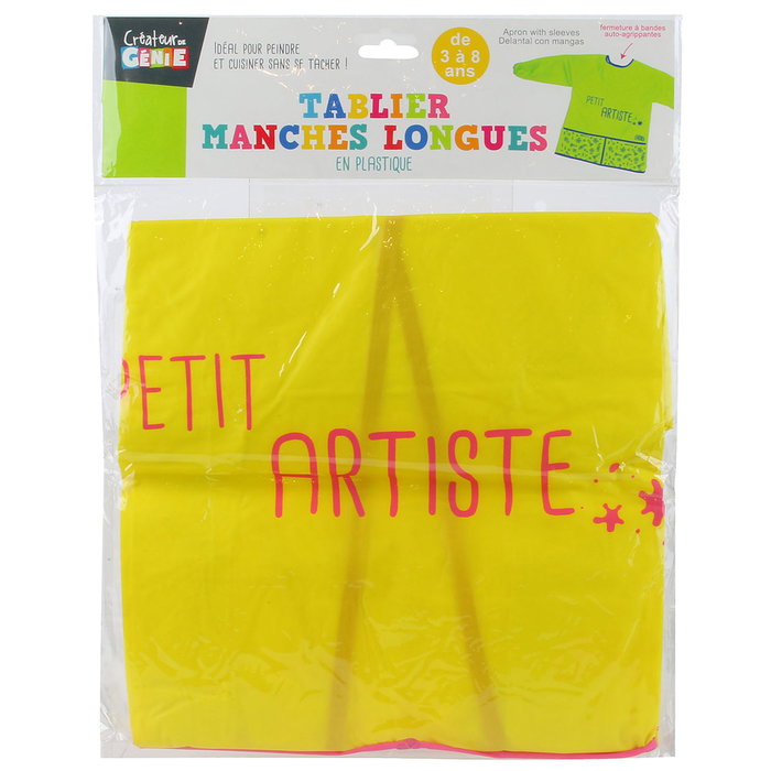 Createur de Genie Delantal Niños con Mangas y Bolsillos para Pintura o Cocina, Tallas 3-8 Años, PVC, 43x54 cm Createur de Genie Delantal Niños con Mangas y Bolsillos para Pintura o Cocina, Tallas 3-8 Años, PVC, 43x54 cm