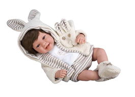 Muñecas Arias Muñeca Elegance 45 cm Zoe Beige con Bufanda y Pelo (Muñeco de Peso)