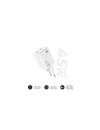 Subblim Cargador pared/viaje GAN 45W PD doble USB-C blanco