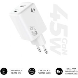 Subblim Cargador GaN 45W con Doble Puerto USB-C Blanco