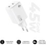 Subblim Cargador GaN 45W Doble USB-C Blanco SUBCHG-6G4520
