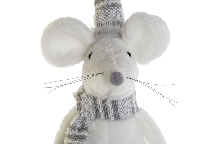 DKD Home Decor Figura de Ratón Blanco y Gris en Poliéster
