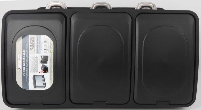 Confortime Cubo Reciclaje con Pedal 3x15 Litros 60 x 36 x 47.5 cm