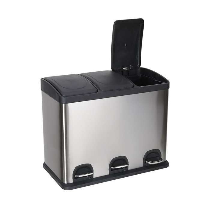 Confortime Cubo Reciclaje con Pedal 3x15 Litros 60 x 36 x 47.5 cm Confortime Cubo Reciclaje con Pedal 3x15 Litros 60 x 36 x 47.5 cm