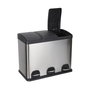 Confortime Cubo Reciclaje con Pedal 3x15 Litros 60 x 36 x 47.5 cm