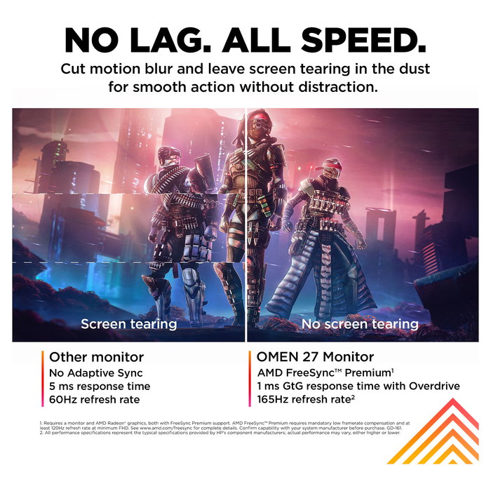 HP OMEN Monitor Gaming 27" (27 pulgadas) - Pantalla IPS FHD 1920x1080, 165 Hz, 1 ms, AMD FreeSync Premium, HDR 400, Soporte VESA, Negro