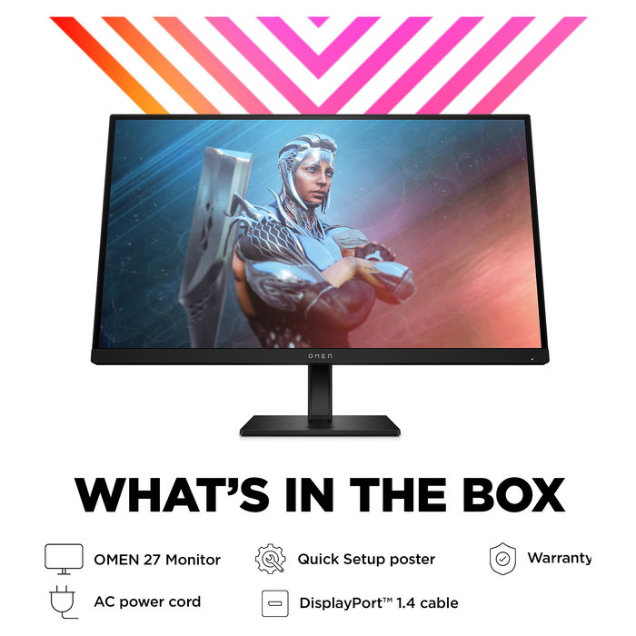 HP OMEN Monitor Gaming 27" (27 pulgadas) - Pantalla IPS FHD 1920x1080, 165 Hz, 1 ms, AMD FreeSync Premium, HDR 400, Soporte VESA, Negro
