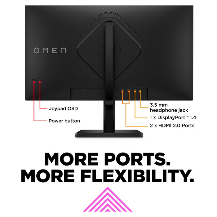 HP OMEN Monitor Gaming 27" (27 pulgadas) - Pantalla IPS FHD 1920x1080, 165 Hz, 1 ms, AMD FreeSync Premium, HDR 400, Soporte VESA, Negro