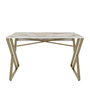 Hanah Home Mesa de Estudio Moderna Blanca y Dorada, 120x60x75 cm, Tablero Partículas Melamina