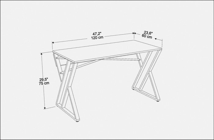 Hanah Home Mesa de Estudio Moderna Blanca y Dorada, 120x60x75 cm, Tablero Partículas Melamina