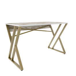Hanah Home Mesa de Estudio Moderna Blanca y Dorada, 120x60x75 cm, Tablero Partículas Melamina