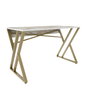 Hanah Home Mesa de Estudio Moderna Blanca y Dorada, 120x60x75 cm, Tablero Partículas Melamina