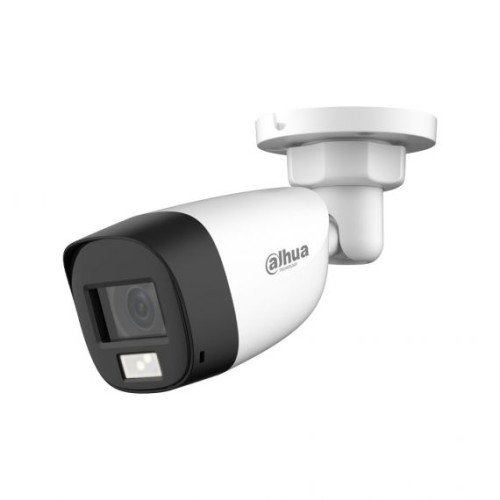 Dahua (DH-HAC-HFW1500CLP-IL-A-0280B-S2) Cámara Bullet Híbrida HDCVI 5MP Luz Dual Inteligente con Micrófono Integrado 2.8mm y Visión IR 20m IP67
