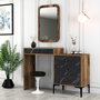 Hanah Home Lizbon 548 Cómoda Nogal y Negro con Espejo, 124cm Ancho x 84.7cm Alto, Materiales Melamina y Metal