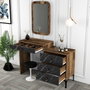 Hanah Home Lizbon 548 Cómoda Nogal y Negro con Espejo, 124cm Ancho x 84.7cm Alto, Materiales Melamina y Metal