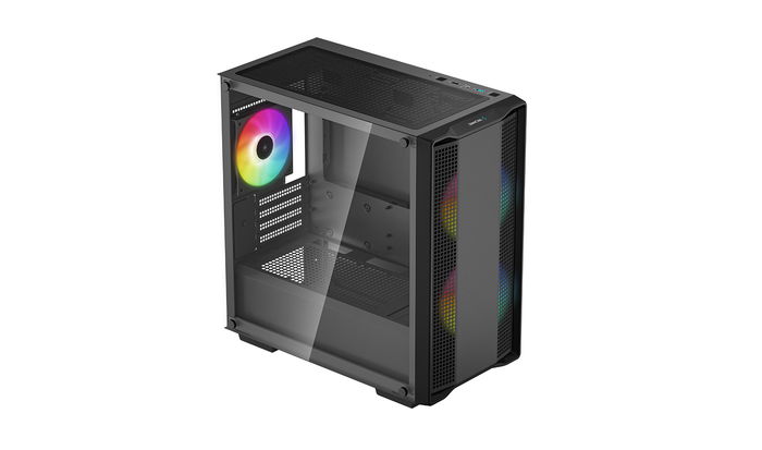 DeepCool Cc360 - Caja Micro-ATX Gaming para PC con 3 Ventiladores ARGB Preinstalados, Panel Frontal de Malla y Ventana de Vidrio Templado, Negro DeepCool Cc360 - Caja Micro-ATX Gaming para PC con 3 Ventiladores ARGB Preinstalados, Panel Frontal de Malla y Ventana de Vidrio Templado, Negro
