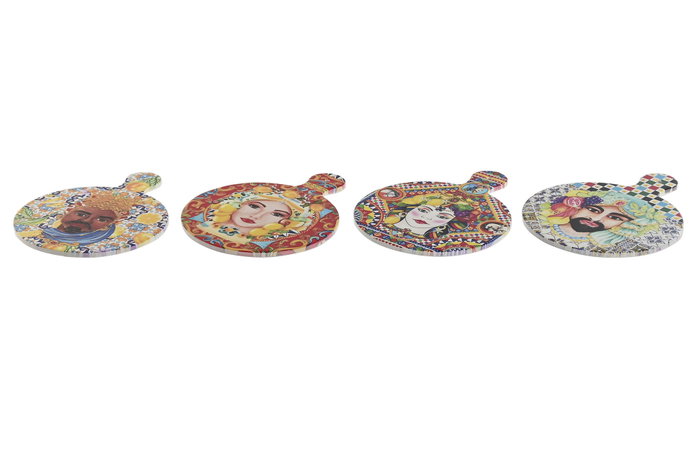 DKD Home Decor Salvamanteles de Dolomita y Corcho Sicilia 2024, Surtido de 4 Unidades
