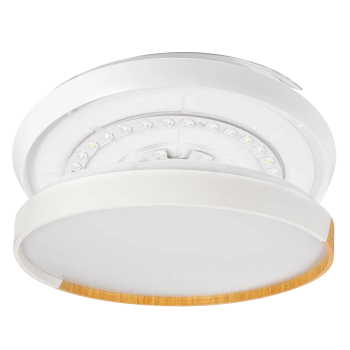 Ventilador de Techo LED Blanco/Haya Función Verano-Invierno 45W 4400LM CCT DC Ultra Silencioso con Mando a Distancia y Aspas Retráctiles
