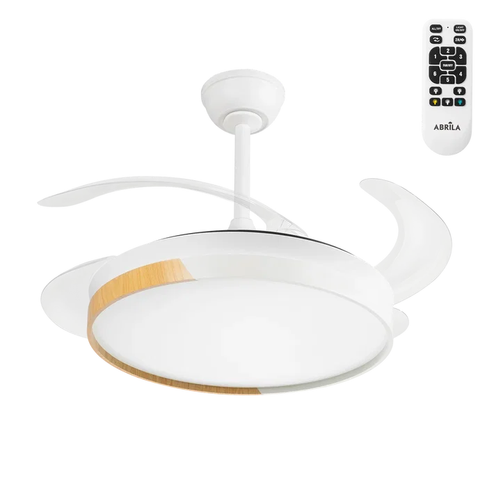 Ventilador de Techo LED Blanco/Haya Función Verano-Invierno 45W 4400LM CCT DC Ultra Silencioso con Mando a Distancia y Aspas Retráctiles Ventilador de Techo LED Blanco/Haya Función Verano-Invierno 45W 4400LM CCT DC Ultra Silencioso con Mando a Distancia y Aspas Retráctiles