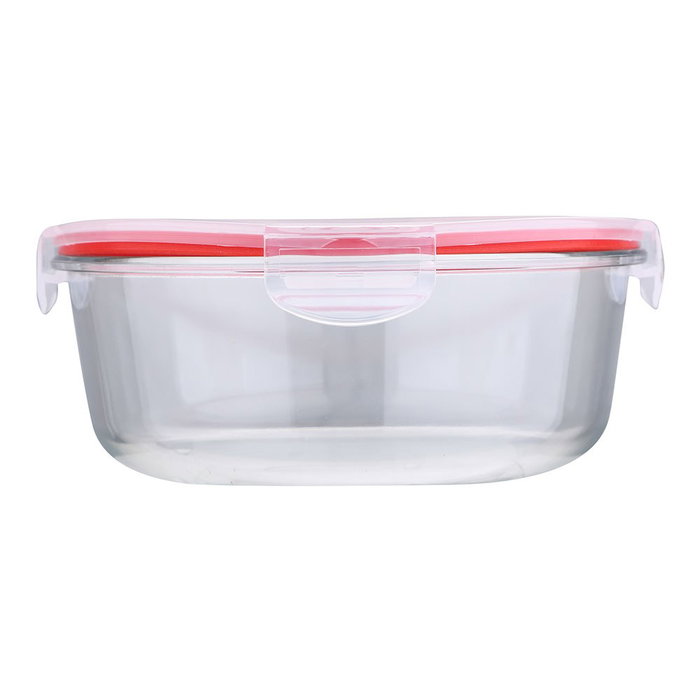 San Ignacio Fiambrera Hermética de Vidrio Borosilicato Redonda Toledo 1200 ml 4 Cierres, Apta Lavavajillas Microondas Horno