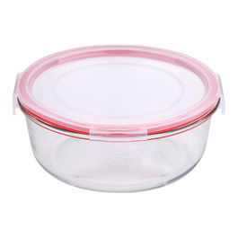 San Ignacio Fiambrera Hermética de Vidrio Borosilicato Redonda Toledo 1200 ml 4 Cierres, Apta Lavavajillas Microondas Horno